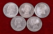 1904*04, *10 (tres) y 1926. Alfonso XIII. 50 céntimos. 5 monedas. EBC/EBC+.