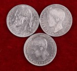 1883, 1896 y 1900. Alfonso XII y XIII. Lote de 3 monedas. MBC-/MBC.