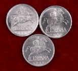 1940, 1941 y 1945. Estado Español. 5 céntimos. (Cal. 133 a 135). 3 monedas. A examinar. EBC/S/C.