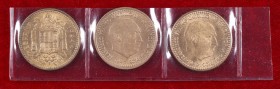 1944 y 1947*52 y *53. Estado Español. 1 peseta. 3 monedas, a examinar. EBC/EBC+.
