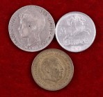 Lote de 3 monedas: 1 peseta 1901, 5 céntimos 1940 y 1 peseta 1953*1960. MBC-/EBC-.