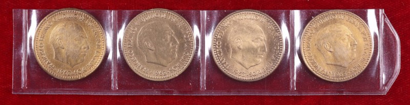 1963*63 a *66. Estado Español. 1 peseta. (Cal. 90 a 93). 4 monedas. A examinar. ...