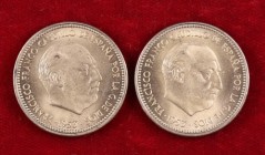 1953*54 y *56. Estado Español. 2,50 pesetas. (Cal. 68 y 69). 2 monedas. S/C-/S/C.