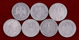 1935-1944. Alemania. 50 reichspfennig. NI-AL. Lote de 7 monedas. MBC/MBC+.