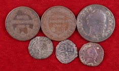 (s. XV-XVIII). Francia. Lote de 6 monedas en cobre. A examinar. BC/BC+.