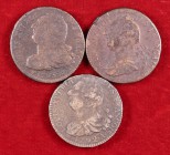 1792-1793. Francia. Luis XVI. Estrasburgo y París. 2 sols. Lote de 3 monedas. A examinar. BC+/MBC-.