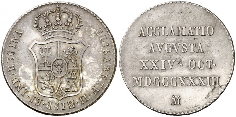 1833. Isabel II. Madrid. Módulo 2 reales. (Ha. 21) (V. 749) (V.Q. 13370). 6,04 g...