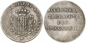 1833. Isabel II. Tarragona. Módulo 1 real. (Ha. 3 var) (V. 761) (V.Q. 13383 var) (Cru.Medalles 261 var) 2,64 g. Plata. MBC.