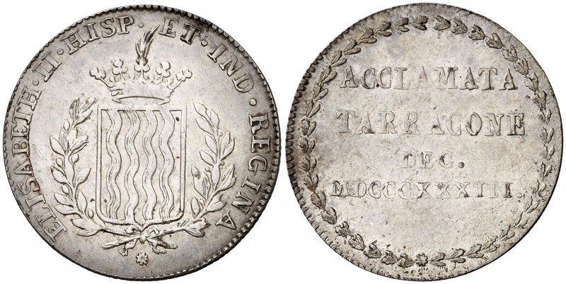 1833. Isabel II. Tarragona. Módulo 2 reales. (Ha. 32) (V. 760) (V.Q. 13382) (Cru...