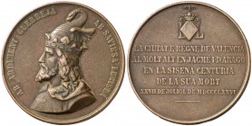 1876. Valencia. (Cru.Medalles 656a). 63,62 g. Ø 51mm. Bronce. EBC.