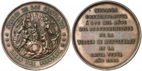 1880. Conmemoración de los 1000 años del Descubrimiento de la Virgen de Montserrat en la Santa Cueva. (Cru.Medalles 678a). 83,69 g. Ø 55mm. Bronce. Gr...