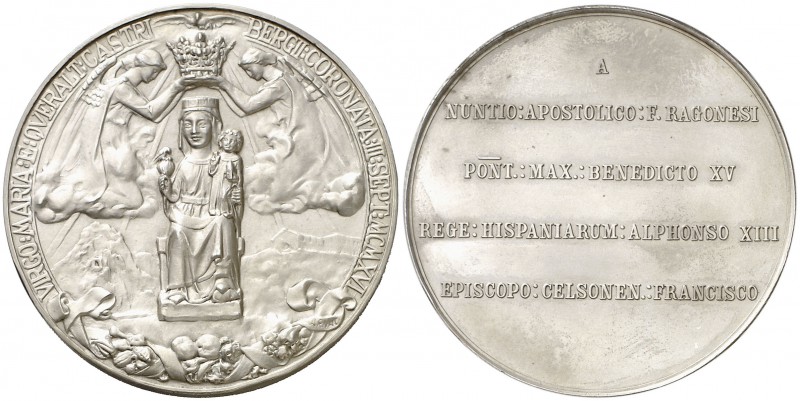 1916. Queralt. Coronación de la Virgen. (Cru.Medalles 1398). 76,06 g. Ø 53mm. Pl...