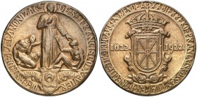 1922. Navarra. III Centenario de la canonización de San Francisco Javier. (Patrimonio 1324 var. metal). 95,51 g. Ø 55mm. Bronce. Golpecitos. (EBC).