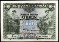 1906. 100 pesetas. (Ed. B97a) (Ed. 313a). 30 de junio. Serie A. Dobleces. MBC+.
