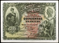 1907. 500 pesetas. (Ed. B105) (Ed. 321). 15 de julio. Doblez central. Raro. MBC+.