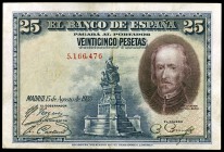 1928. 25 pesetas. (Ed. B112) (Ed. 328). 15 de agosto, Calderón de la Barca. Sin serie. Leve doblez. EBC-.