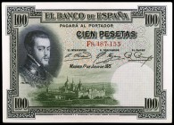 1925. 100 pesetas. (Ed. C1) (Ed. 350). 1 de julio, Felipe II. Pareja correlativa, serie F. S/C-.