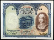 1927. 500 pesetas. (Ed. C3) (Ed. 352). 24 de julio, Isabel la Católica. EBC.