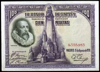 1928. 100 pesetas. (Ed. C6) (Ed. 355). 15 de agosto, Cervantes. Sin serie. EBC.