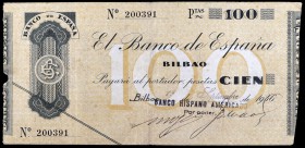 1936. Bilbao. 1000 pesetas. (Ed. 371k). 1 de septiembre. Antefirma del Banco Hispano Americano. MBC.