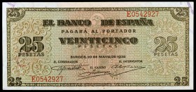 1938. Burgos. 25 pesetas. (Ed. D31a) (Ed. 430a). 20 de mayo. Serie E. S/C-.