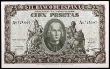 1940. 100 pesetas. (Ed. D39). 9 de enero, Colón. Serie A. Raro. S/C.