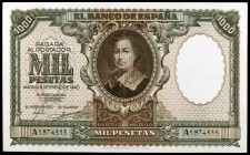 1940. 1000 pesetas. (Ed. D41) (Ed. 440). 9 de enero, Murillo. Raro. MBC+.