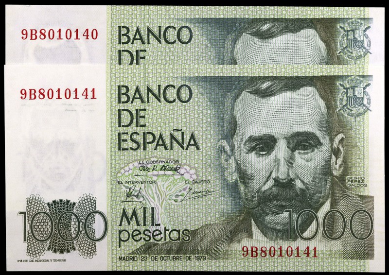 1979. 1000 pesetas. (Ed. E3b) (Ed. 477b). 23 de octubre, Pérez Galdós. Pareja co...