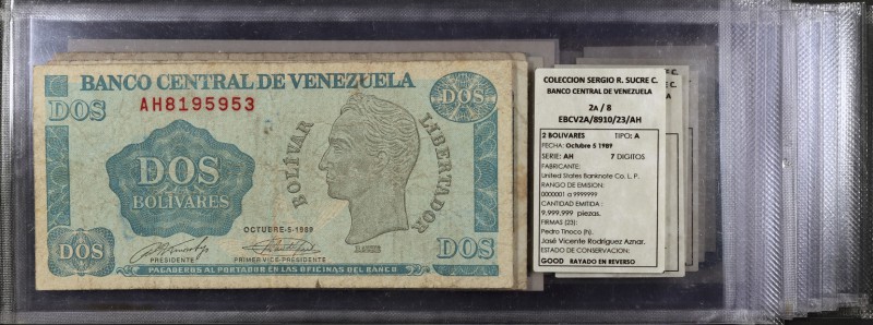 1989. Venezuela. Banco Central. BDDK y USBC. 1 y 2 bolívares. (Pick 68 y 69) (Su...