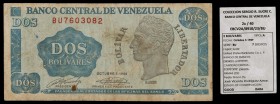 1989. Venezuela. Banco Central. USBC. 2 bolívares. (Pick 69) (Sucre 2A/40). 5 de octubre. Serie BU de siete dígitos. Escaso. BC.