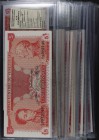 1971 a 1974 y 1989. Venezuela. Banco Central. TDLR. 5 bolívares. (Pick 50/70) (sucre 5B/5C). 87 billetes de series distintas, cuenta con una recopilac...