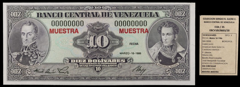 1986. Banco Central. ABNC. 10 bolívares. (Pick NL) (Sucre E10I/35). 18 de marzo....
