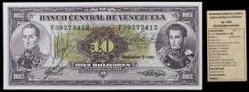 1988. Venezuela. Banco Central. TDLR. 10 bolívares. (Pick 62) (Sucre 10J/205i). 3 de noviembre. Serie F de ocho dígitos. Billete firmado a mano por el...