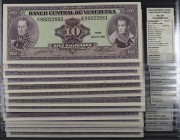1986, 1990 y 1992. Venezuela. Banco Central. ABNC. 10 bolívares. (Pick 60) (Sucre 10I). 16 billetes, cuatro parejas correlativas. Series distintas. S/...