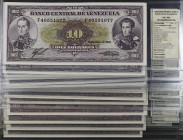 1988 y 1995. Venezuela. Banco Central. TDLR y BABNC. 10 bolívares. (Pick 61/62) (Sucre 10S/10K). 17 billetes, dos parejas y dos tríos correlativos. Se...