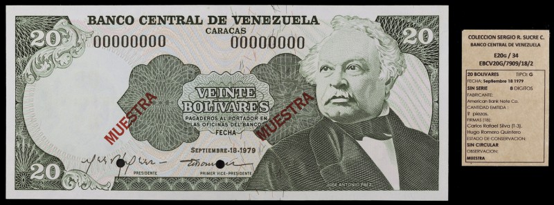 1979. Venezuela. Banco Central. ABNC. 20 bolívares. (Pick 53S3) (Sucre E20G/34)....