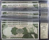 1984. Venezuela. Banco Central. CdMBr. 20 bolívares. (Pick 64) (Sucre 20I). 25 billetes, seis parejas y un trío correlativo. Series: M de siete digito...