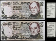 1981. Venezuela. Banco Central. TDLR. 50 bolívares. (Pick 58) (Sucre 50G/88). 27 de enero. Una pareja correlativa. S/C-.