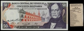 1985. Venezuela. Banco Central. BDDK. 50 bolívares. (Pick 65a) (Sucre 50H/90). 10 de diciembre. Serie P de siete dígitos. Billete firmado a mano por e...