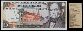 1992. Venezuela. Banco Central. TDLR. 50 bolívares. (Pick 65d) (Sucre 50J/132). 8 de diciembre. Serie V de 8 dígitos. Firmado por la Presidenta Ruth O...
