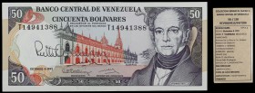 1992. Venezuela. Banco Central. TDLR. 50 bolívares. (Pick 65d) (Sucre 50J/128). 8 de diciembre. Serie T de ocho dígitos. Firmado a mano por la Preside...