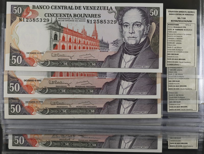 1992, 1995 y 1998. Venezuela. Banco Central. TDLR. 50 bolívares. (Pick 65) (Sucr...