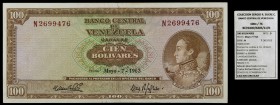 1963. Venezuela. Banco Central. TDLR. 100 bolívares. (Pick 48a) (Sucre 100D/76). 7 de mayo. Serie N de siete dígitos. EBC.