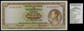 1966. Venezuela. Banco Central. TDLR. 100 bolívares. (Pick 48d) (Sucre 100/81). 10 de mayo. Serie R de siete dígitos. EBC-.