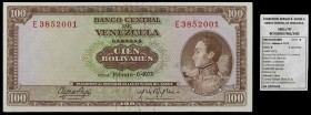 1973. Venezuela. Banco Central. TDLR. 100 bolívares. (Pick 48j) (Sucre 100D/97). 6 de febrero. Serie E de siete dígitos. EBC+.