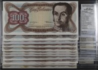 1979. Venezuela. Banco Central. BDDK. 100 bolívares. (Pick 55f) (Sucre 100F). 18 de septiembre. 11 billetes, incluye dos parejas y un trío correlativo...