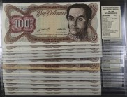 1989. Venezuela. Banco Central. BDDK. 100 bolívares. (Pick 66b) (Sucre 100I). 16 de marzo. 14 billetes, tres parejas correlativas. Series: A, B, C, D,...
