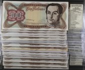 1992. Venezuela. Banco Central. TDLR. 100 bolívares. (Pick 66d y e) (Sucre 100J). 27 billetes, siete parejas correlativas y un trío correlativo. Fecha...
