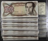 1998. Venezuela. Banco Central. CBNC y G & D. 100 bolívares. (Pick 66f y g) (Sucre 100K y 100L). 23 billetes, siete parejas correlativas y una reposic...