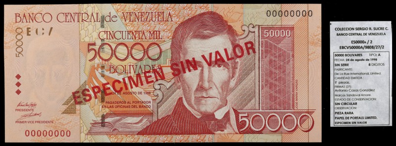 1998. Venezuela. Banco Central. DLRI. 50000 bolívares. (Pick NL (83S) (Sucre E50...